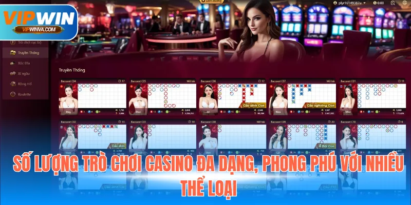 Số lượng trò chơi casino đa dạng, phong phú với nhiều thể loại