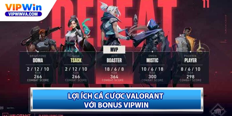 Lợi ích cá cược Valorant với bonus Vipwin